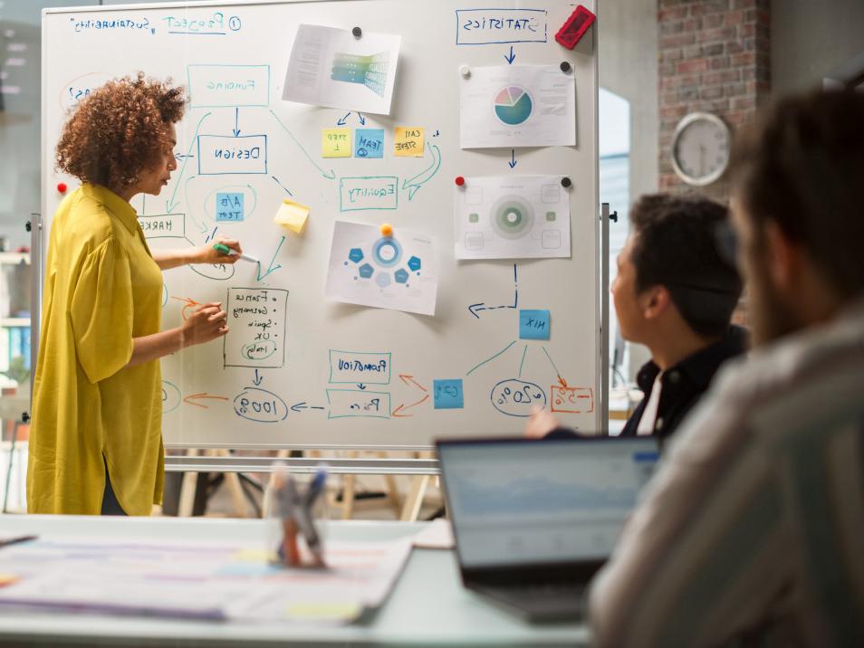 Students in the product management program in a classroom.